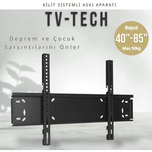 I Tv Duvar Askı Aparatı I 85"-80"-75"-70"-65"-60"-55"-50"-45"-40" I Evrensel Uyum I Deprem ve Çocuk Kilitli I Sabit Askı I Kavisli/Curved I Yerli Üretim I Max Vesa 700x500