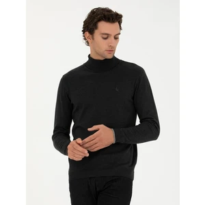 Erkek Antrasit Melanj Slim Fit Balıkçı Yaka Basic Triko Kazak 50258919-VR081