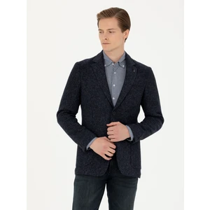 Erkek Lacivert Slim Fit Yün Karışımlı Spor Ceket 50272700-VR033