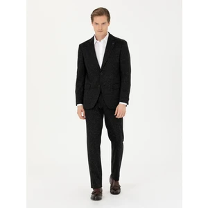 Erkek Siyah Slim Fit Flanel Yün Karışımlı Kumaş Pantolon 50273665-VR046