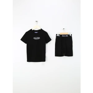Jack & Jones Baskılı Siyah Erkek Çocuk T-Shirt Jacolıver Ss Tee And Shorts Set Jnr