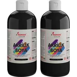 Red Rose Siyah Akrilik Boya 2'li Set 2X500 gr Dekoratif, Hobi Amaçlı, Sanatsal, Canlı Renkler