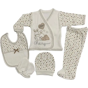 Baby Kids Colors Tavşanlı Yenidoğan Bebek 5 Li Hastane Çıkış Seti K1399