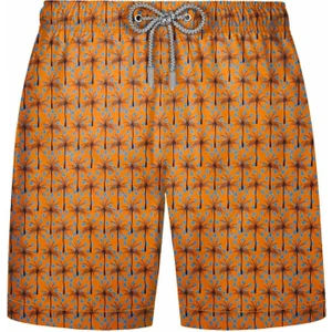 845 Erkek Hardal Palmiye Desenli Deniz Şortu