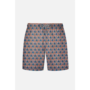 845 Erkek Mavi Palmiye Desenli Deniz Şortu