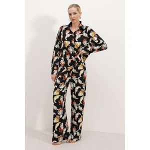 Kadın Siyah Beyaz Desenli Örme Ikili Takım 5858