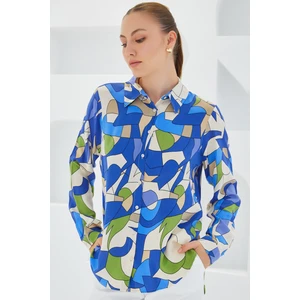 3721 Grafik Desenli Gömlek - Indigo