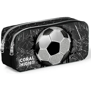 Coral High Kids Futbol Desenli İki Bölmeli Kalem Kutusu PVC Malzeme 1200 ml Kapasite