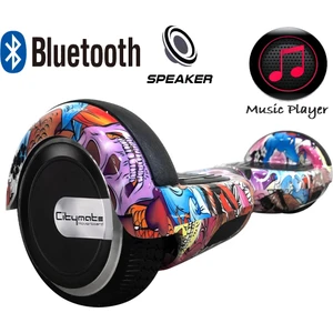 Elektrikli Kaykay Hoverboard Bluetooth Hoparlörlü 6.5 Inch Akıllı Dengeli - Butterfly Grafiti Desenli