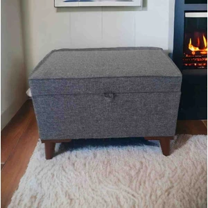 Mc Mobilya Sahra Peri Sandıklı Düz Keten Kumaş Sandıklıpuf Bench Puf Tabure Pistonlu 60X40 cm