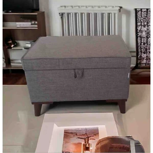 Mc Mobilya Sahra Peri Sandıklı Düz Keten Kumaş Sandıklıpuf Bench Puf Tabure Pistonlu 60X40 cm