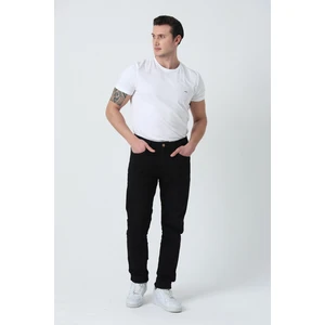 Erkek Comfort Fıt Normal Bel  Düz Paça 5 Cepli Esnek Denım Kumaş Jean Kot Pantolon Siyah
