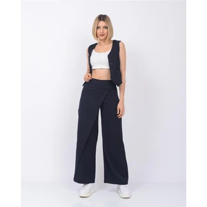 Önden Düğme Detaylı Pareo Pantolon & Yelek Lacivert