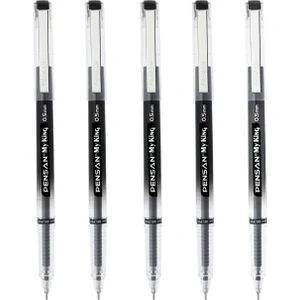 My King Iğne Uçlu Metal Klipsli Jel Tükenmez Kalem 0.5 mm Siyah - 5 Adet