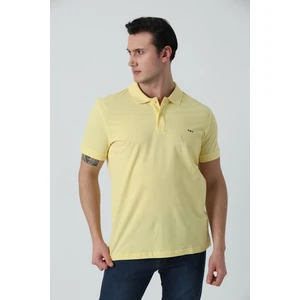 Erkek Polo Yaka Logo Nakışlı Pike Dokulu T-Shırt Sarı