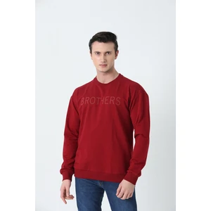 Erkek Oversıze Bisiklet Yakalı 2 Iplik Penye Sweatshırt Bordo