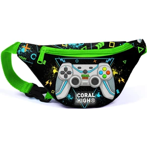 Coral High Kids Siyah Fosforlu Yeşil Gamer Desenli Bel Çantası 11530