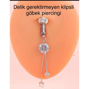 Ares Collection Delik Gerektirmeyen Fake Klipsli Göbek Piercingi