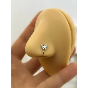 Ares Collection Cerrahi Çelik Sıkıştırma Fake Delik Gerektirmeyen Zirkon Taşlı Halka Hızma