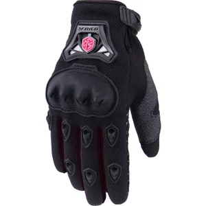 Motosiklet Kadın Eldiveni Sert Plastik Full Koruma Kaydırmaz Kumaş Womeni Motor Eldiven Black