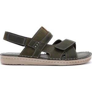 Erkek Haki Deri Sandalet