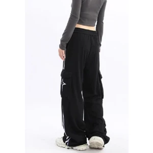 Yıldız Desenli Baggy Unisex Siyah Pantolon Eşofman