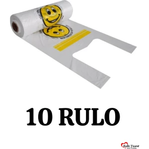 Kalbi Ticaret Rulo Poşet Gülenyüz Baskılı Poşet Büyük Boy 10 Rulo