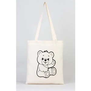 Bez Çanta Dünyası Ayıcık Boyama Ham Bez Çanta