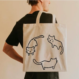 Bez Çanta Dünyası Çevre Dostu Kedi Bez Çanta
