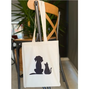 Bez Çanta Dünyası Kedi Köpek Baskılı Bez Çanta