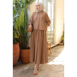 Vizon Ön Kısa Arka Uzun Gömlek Etek Bürümcük Takım