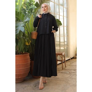 Siyah Ön Kısa Arka Uzun Gömlek Etek Bürümcük Takım