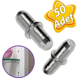 Metal Halkalı Raf Pimi Cam Ahşap Metal Raf Tutucu Çivisi Mobilya Dolap Pimi (50 Adet)