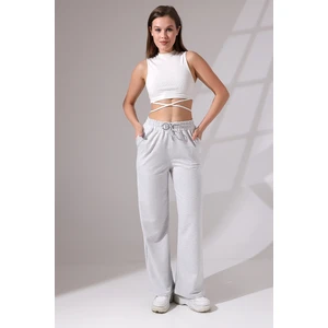 Kompak Penye Likralı Esnek Yumuşak Dokulu Paçası Geniş Eşofman Altı 21655 Karmelanj