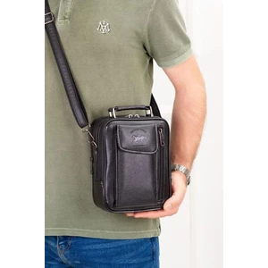 Newish Polo Erkek Deri Çelik Kasalı Kapaklı Omuz Ve El Çantası (17X22CM) newpolo188 - Siyah