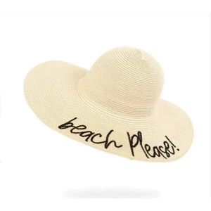 Beach Please Yazılı Yazlık Hasır Şapka