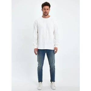 Bisiklet Yaka Beyaz Sweatshırt