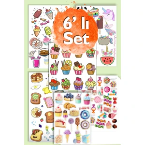 Sevimli Vektör 5'li Sticker Set Planner Ajanda Bullet Journal Için Uygun Set