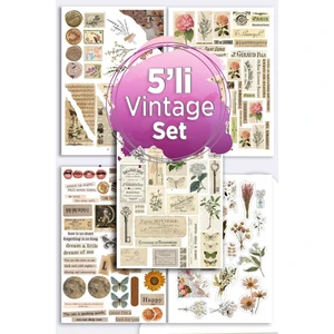 5'li Vintage Sticker Planner Ajanda Bullet Journal Için Uygun Set