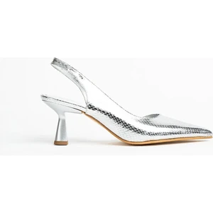 Callias Gümüş metalik cilt Kadın Topuklu Ayakkabı