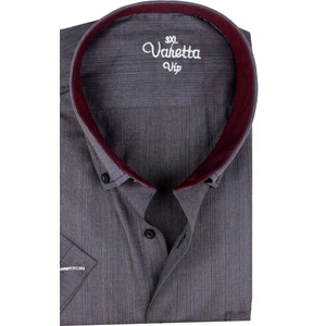 Erkek Mürdüm Rengi Büyük Beden Düz Kısa Kollu Yaka Düğmeli Gömlek