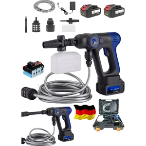 Germany Steel 854VF Çift Akülü Şarjlı Oto Araç Bahçe Yıkama Tabancası Köpük Hazneli Yüksek Basınç Çift Turbo Güç