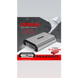 Massive J300.4D Amfi 4 Kanal 150W RMS Güç 10 cm Boyutlu Gri ve Kırmızı Tasarım