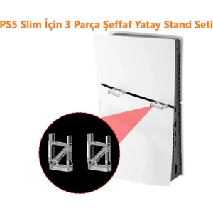 Ps5 Slim Için 3 Parça Şeffaf Yatay Stand Seti