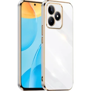 Realme C53 Kılıf Parlak Kenarlı Altın Işlemeli Kamera Korumalı Kapak