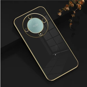 Honor X9A Kılıf Parlak Kenarlı Altın Işlemeli Kamera Korumalı Kapak
