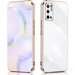 Xiaomi Redmi Note 10 5g Kılıf Parlak Kenarlı Altın Işlemeli Kamera Korumalı Kapak