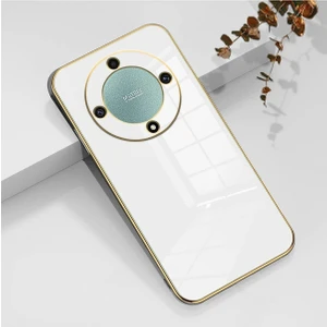 Honor X9A Kılıf Parlak Kenarlı Altın Işlemeli Kamera Korumalı Kapak