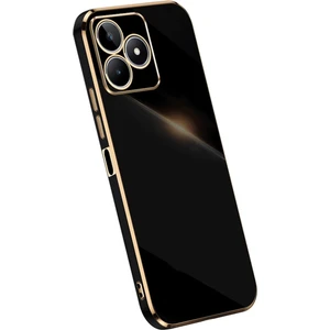 Realme C53 Kılıf Parlak Kenarlı Altın Işlemeli Kamera Korumalı Kapak