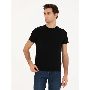 Erkek Siyah Slim Fit Bisiklet Yaka Basic T-Shirt 50284773-VR046